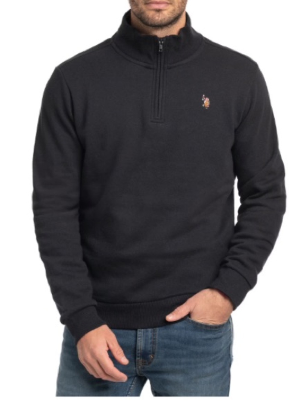 NWT size small Men's U.S. Polo Assn quarter zip Sweater - Black